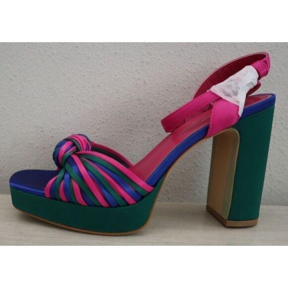 Sun Gurg Women's Sz 8 Hot Pink Open Toe Ankle Strap Platform Chunky Heel Sandals - Picture 5 of 12